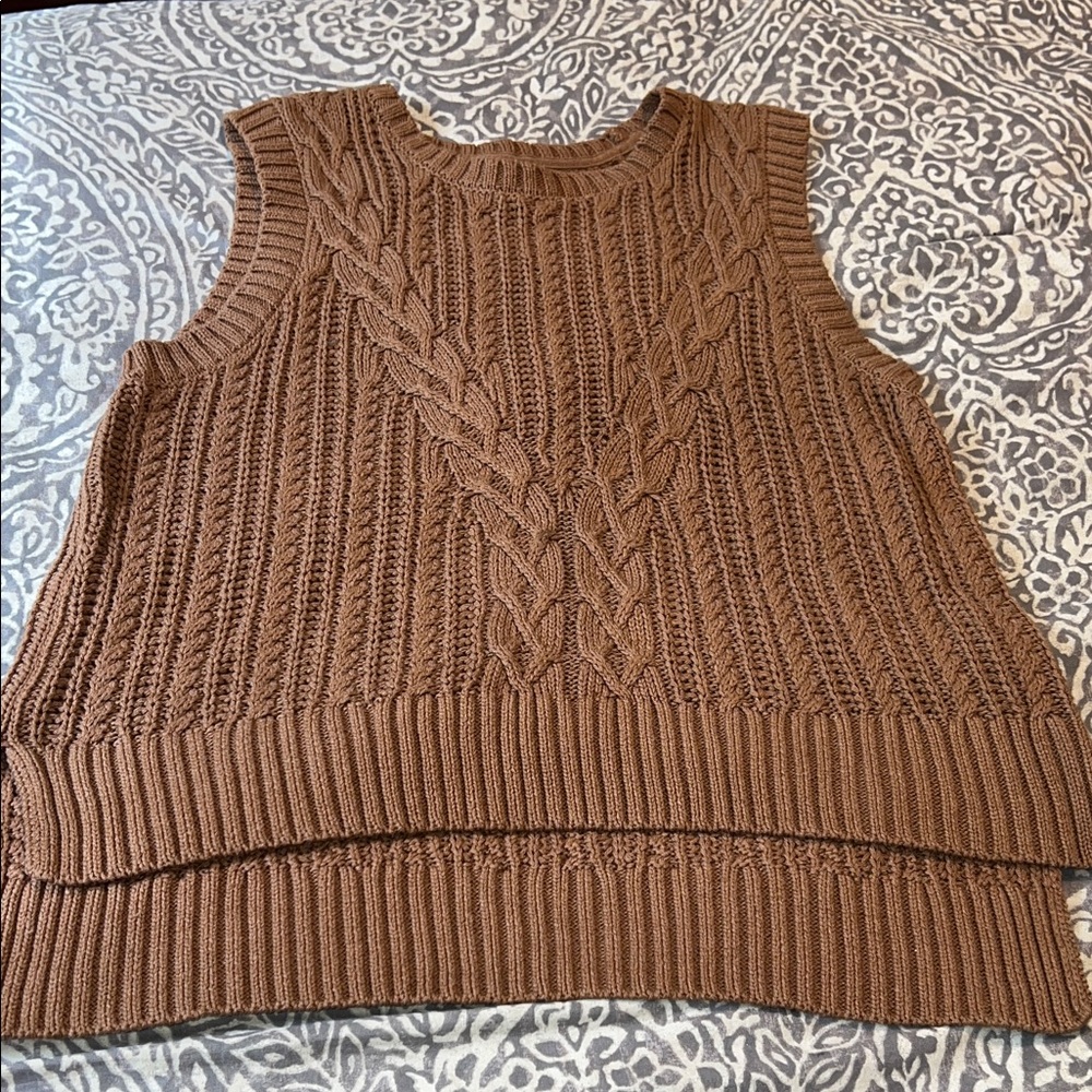Rachel Zoe Brown Cable Knit Sleeveless Top